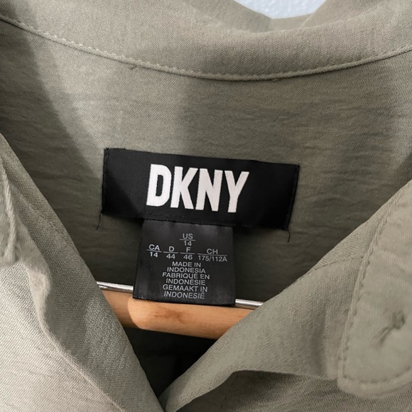 DKNY long sleeve olive dress - Picture 7 of 8